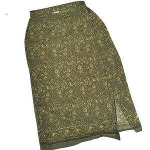 Penman's Women's Vtg Olive Green Floral Skirt